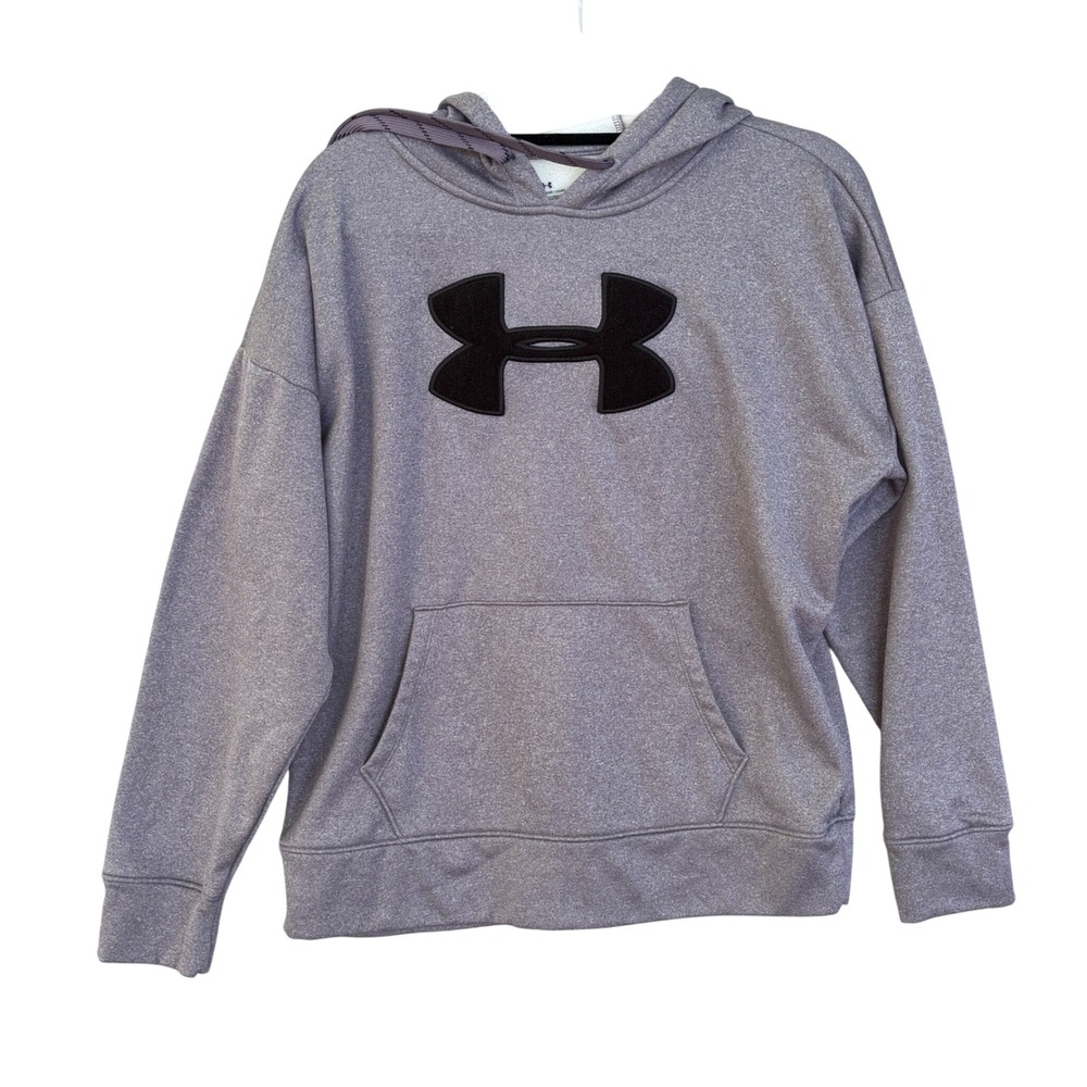 Under Armour ColdGear Rival Fleece Hoodie Purple Heather Logo 1348246 Womens M